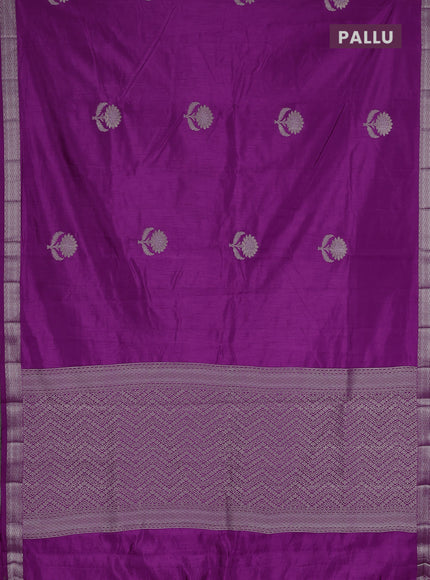 Semi raw silk saree purple with zari woven buttas and zari woven border