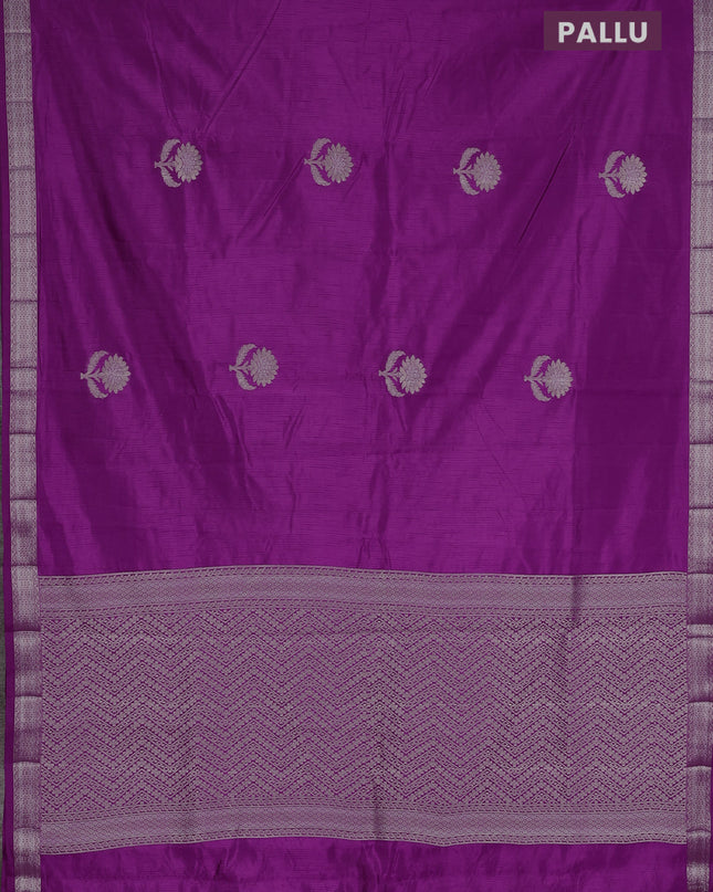 Semi raw silk saree purple with zari woven buttas and zari woven border