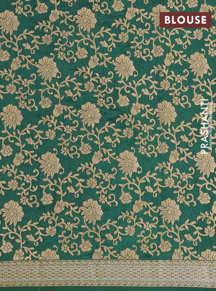Semi raw silk saree bottle green with zari woven buttas and zari woven border