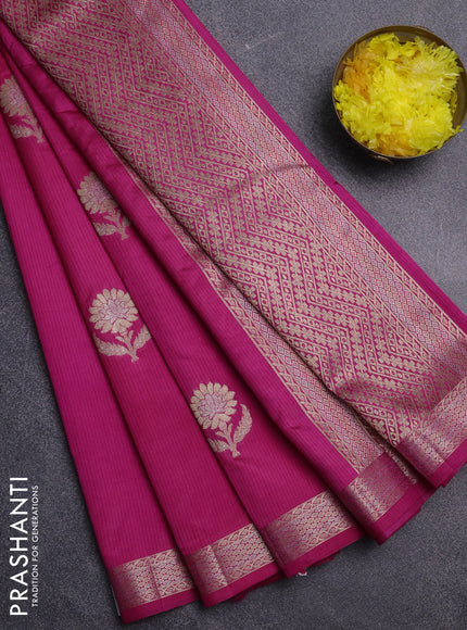 Semi raw silk saree pink with zari woven buttas and zari woven border
