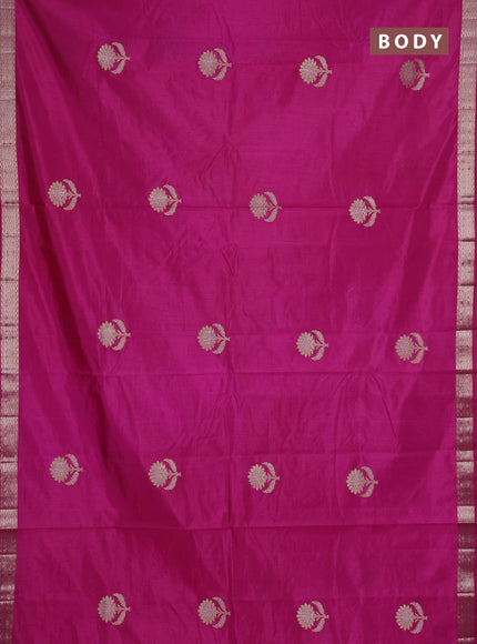 Semi raw silk saree pink with zari woven buttas and zari woven border