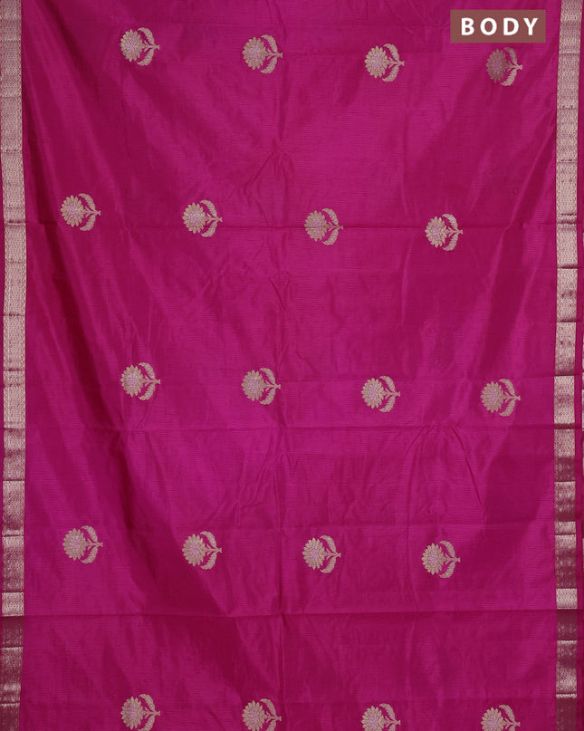 Semi raw silk saree pink with zari woven buttas and zari woven border
