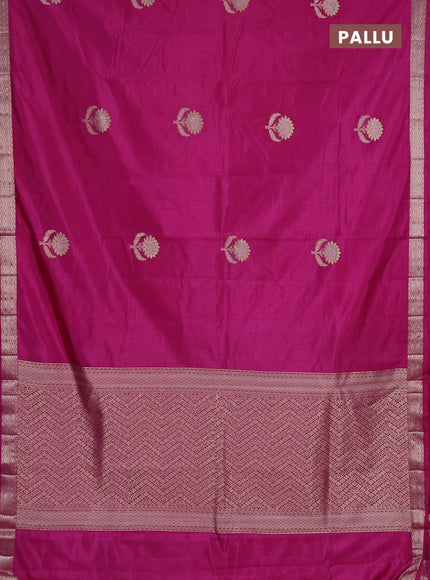 Semi raw silk saree pink with zari woven buttas and zari woven border
