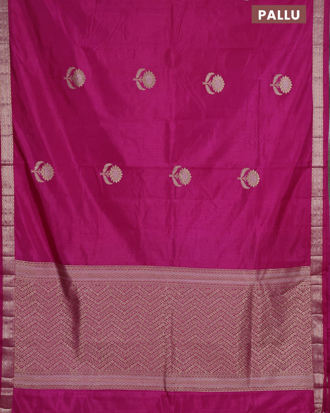 Semi raw silk saree pink with zari woven buttas and zari woven border