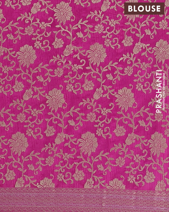 Semi raw silk saree pink with zari woven buttas and zari woven border