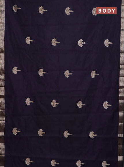 Semi raw silk saree jamun shade with zari woven buttas and zari woven border