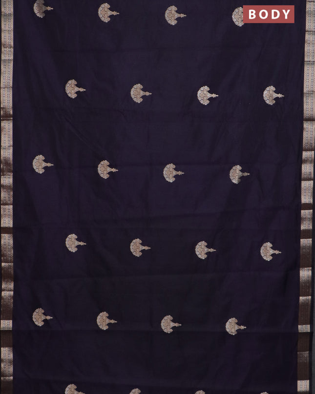 Semi raw silk saree jamun shade with zari woven buttas and zari woven border