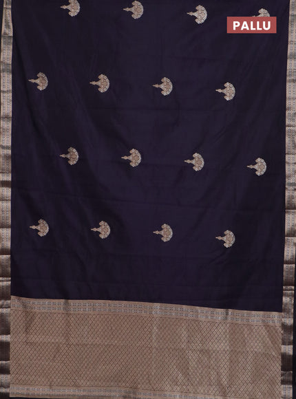 Semi raw silk saree jamun shade with zari woven buttas and zari woven border