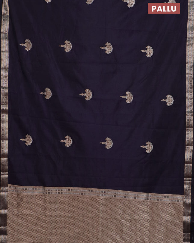 Semi raw silk saree jamun shade with zari woven buttas and zari woven border