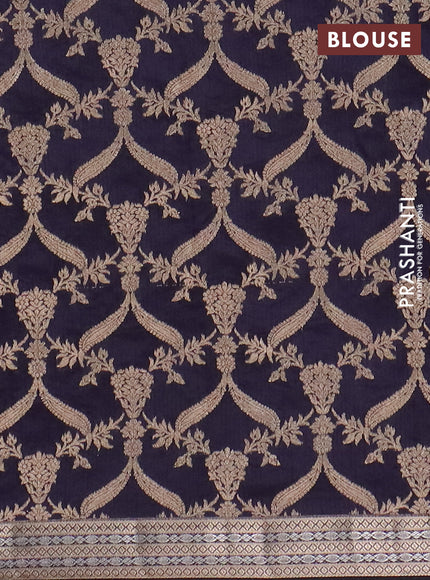Semi raw silk saree jamun shade with zari woven buttas and zari woven border