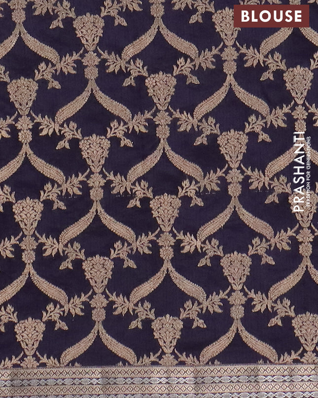 Semi raw silk saree jamun shade with zari woven buttas and zari woven border