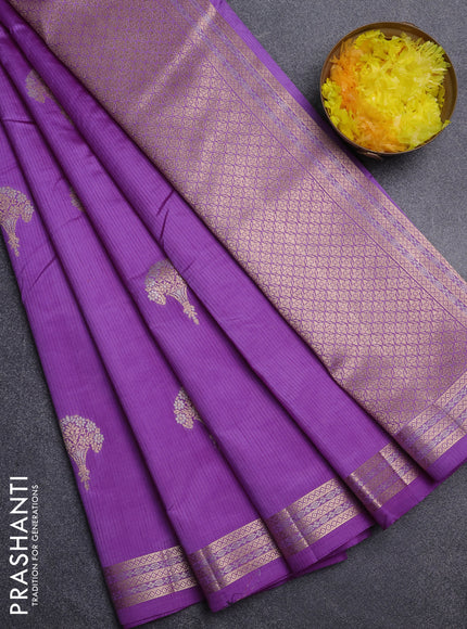 Semi raw silk saree lavender with zari woven buttas and zari woven border