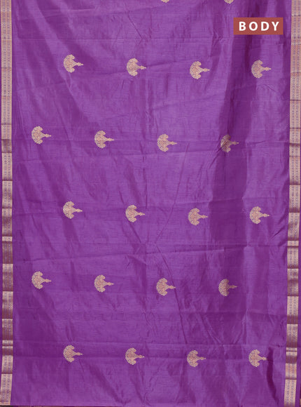 Semi raw silk saree lavender with zari woven buttas and zari woven border