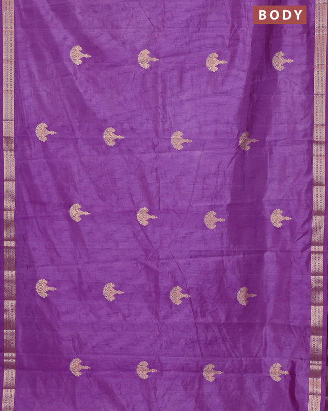 Semi raw silk saree lavender with zari woven buttas and zari woven border