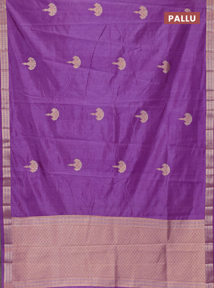 Semi raw silk saree lavender with zari woven buttas and zari woven border