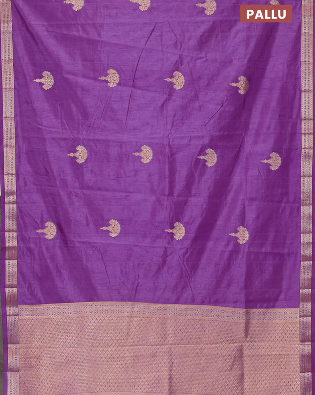 Semi raw silk saree lavender with zari woven buttas and zari woven border