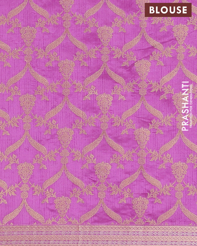 Semi raw silk saree lavender with zari woven buttas and zari woven border