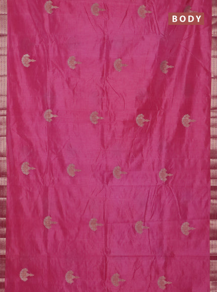 Semi raw silk saree pink with zari woven buttas and zari woven border