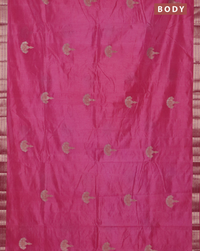 Semi raw silk saree pink with zari woven buttas and zari woven border