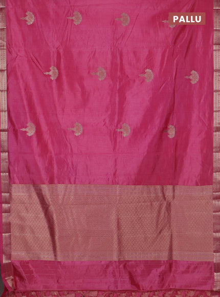 Semi raw silk saree pink with zari woven buttas and zari woven border