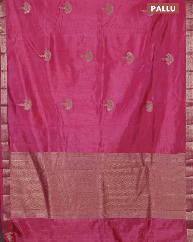 Semi raw silk saree pink with zari woven buttas and zari woven border