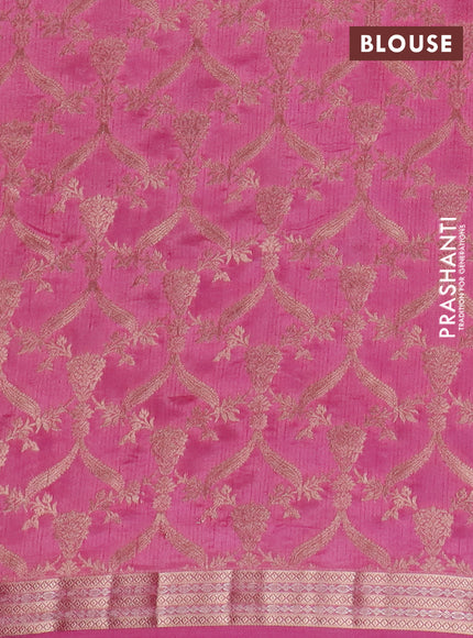 Semi raw silk saree pink with zari woven buttas and zari woven border