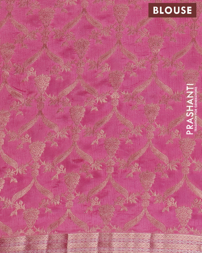 Semi raw silk saree pink with zari woven buttas and zari woven border