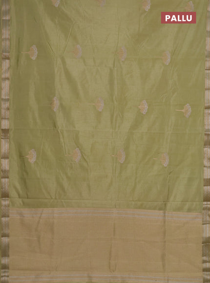 Semi raw silk saree pale yellow with zari woven buttas and zari woven border
