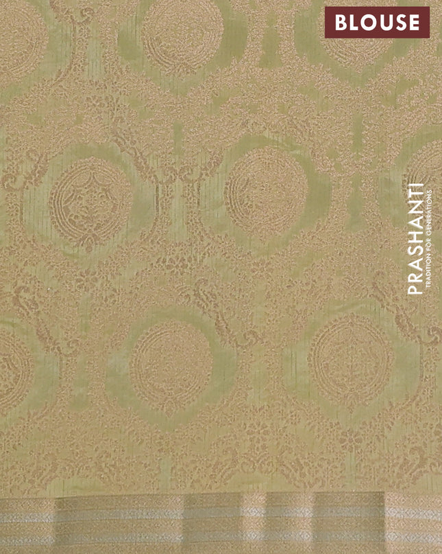 Semi raw silk saree pale yellow with zari woven buttas and zari woven border