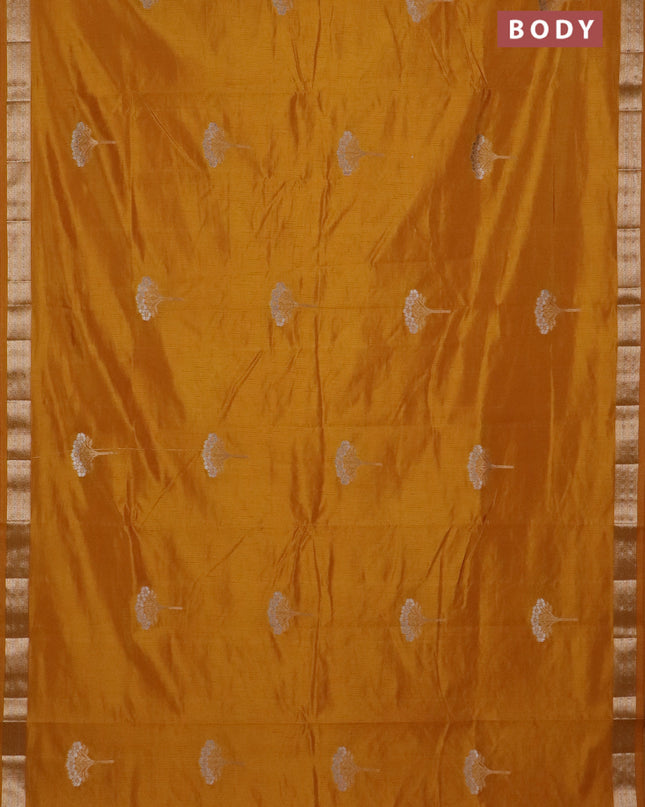 Semi raw silk saree mustard yellow with zari woven buttas and zari woven border