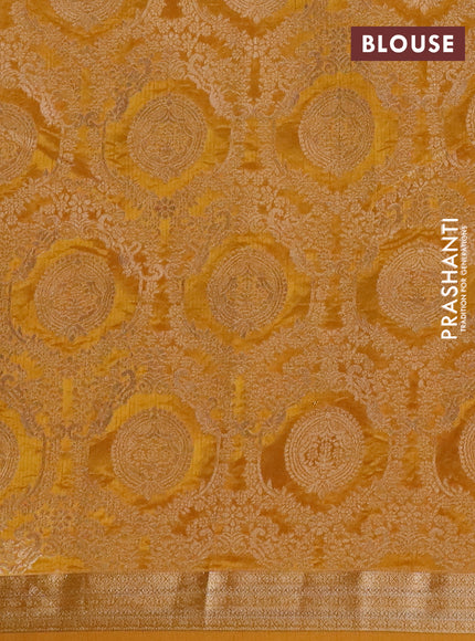 Semi raw silk saree mustard yellow with zari woven buttas and zari woven border