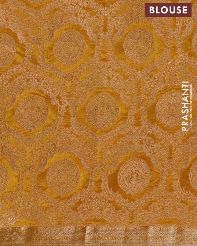 Semi raw silk saree mustard yellow with zari woven buttas and zari woven border