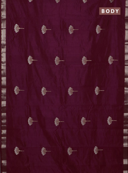 Semi raw silk saree wine shade with zari woven buttas and zari woven border