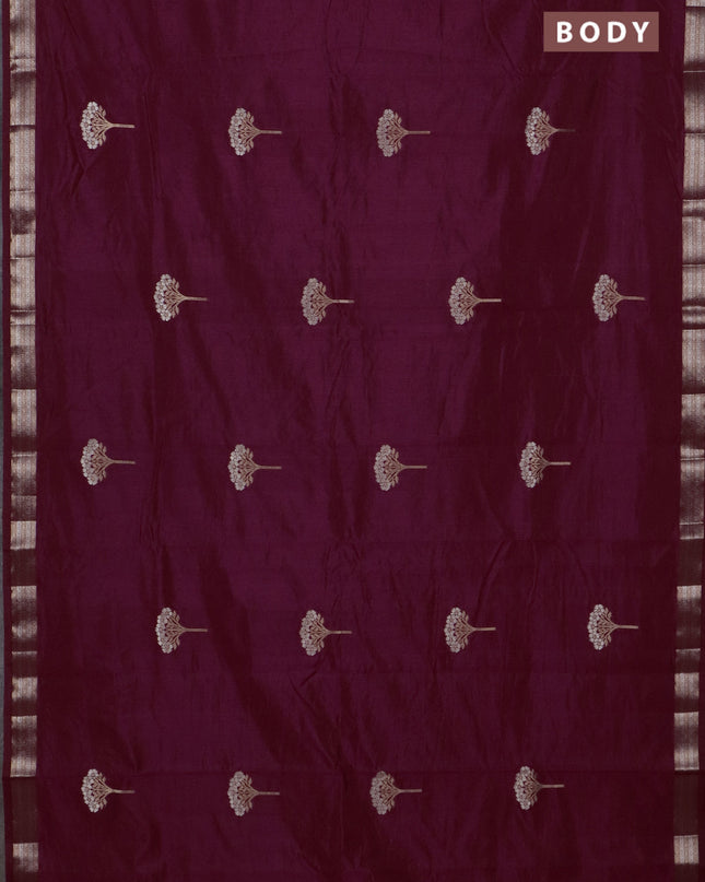 Semi raw silk saree wine shade with zari woven buttas and zari woven border
