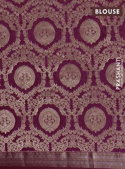 Semi raw silk saree wine shade with zari woven buttas and zari woven border