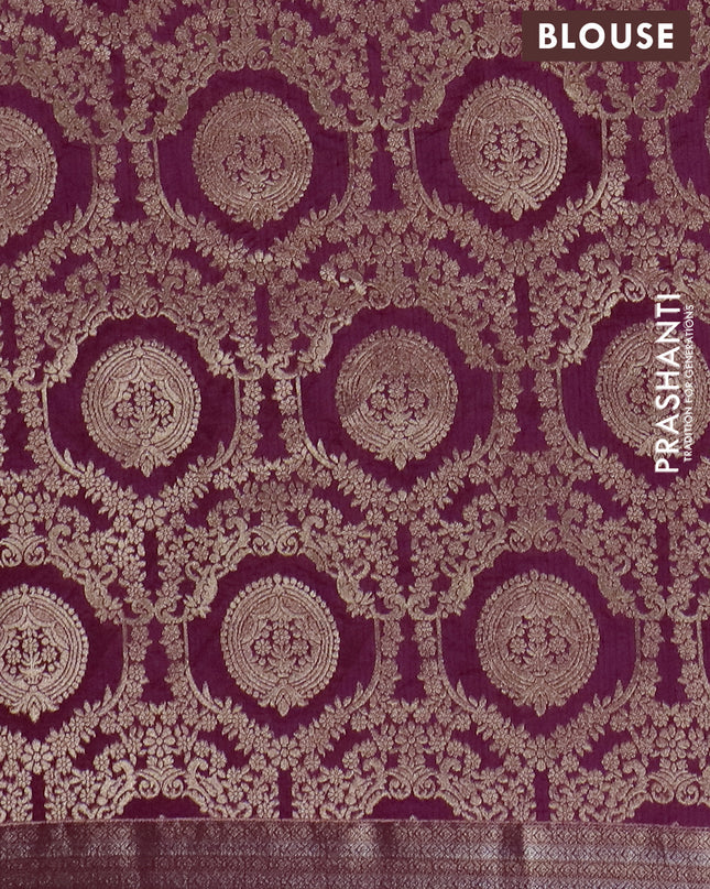 Semi raw silk saree wine shade with zari woven buttas and zari woven border