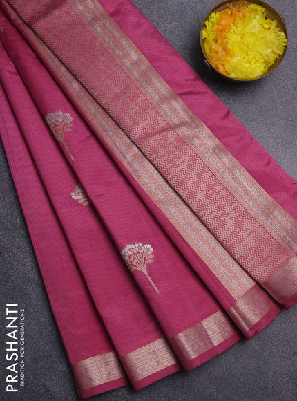 Semi raw silk saree mauve pink with zari woven buttas and zari woven border