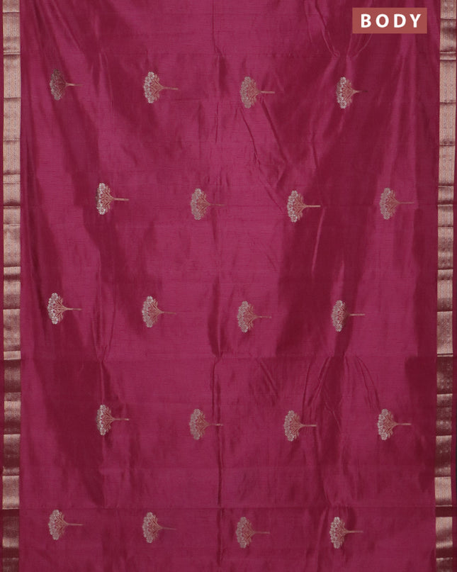 Semi raw silk saree mauve pink with zari woven buttas and zari woven border
