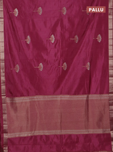 Semi raw silk saree mauve pink with zari woven buttas and zari woven border