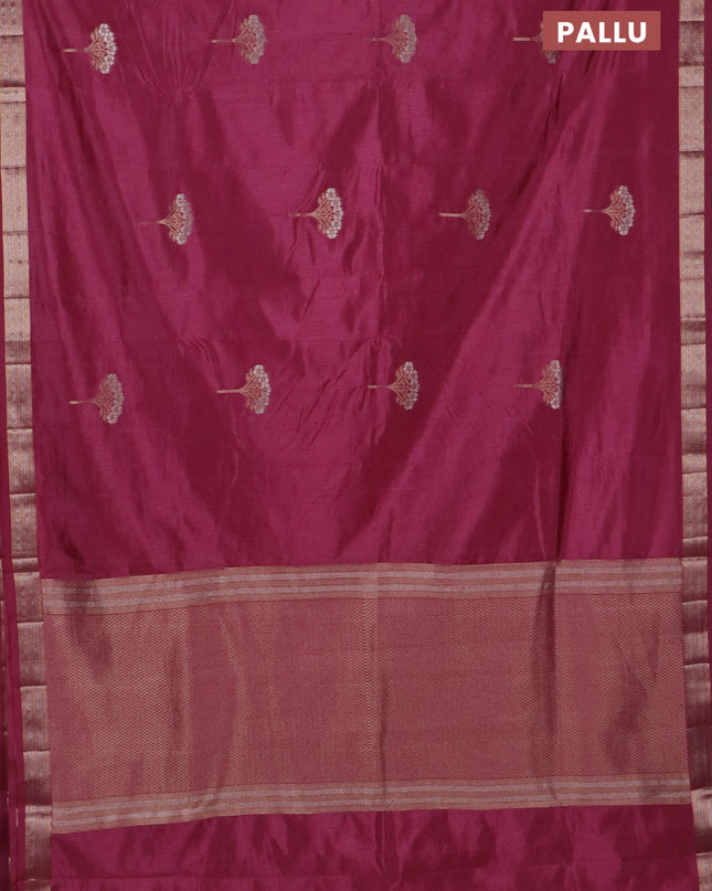 Semi raw silk saree mauve pink with zari woven buttas and zari woven border