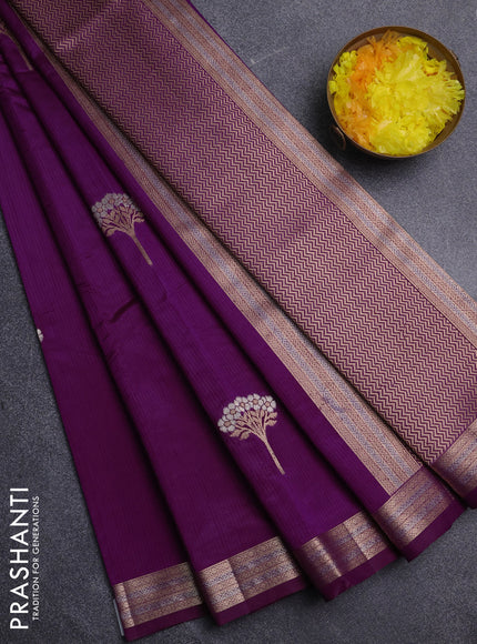 Semi raw silk saree purple with zari woven buttas and zari woven border