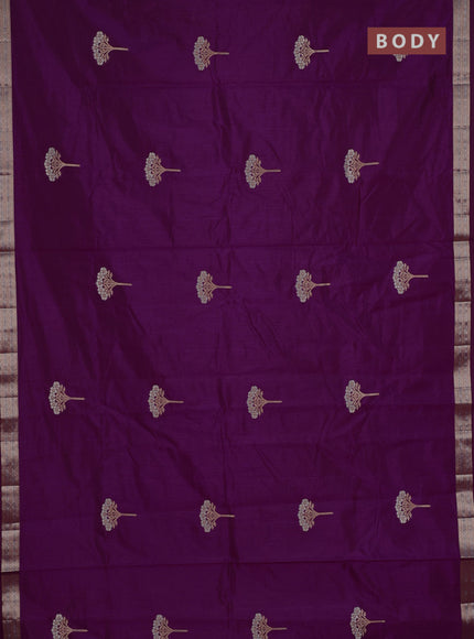Semi raw silk saree purple with zari woven buttas and zari woven border