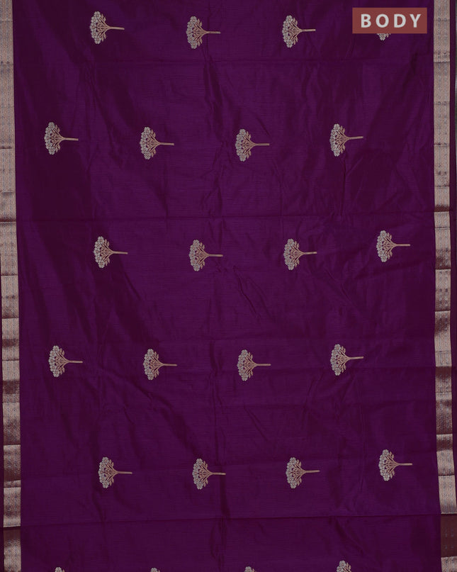 Semi raw silk saree purple with zari woven buttas and zari woven border