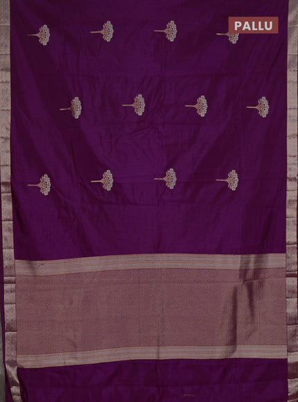 Semi raw silk saree purple with zari woven buttas and zari woven border