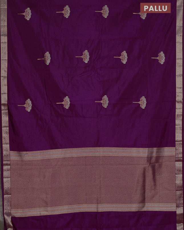 Semi raw silk saree purple with zari woven buttas and zari woven border