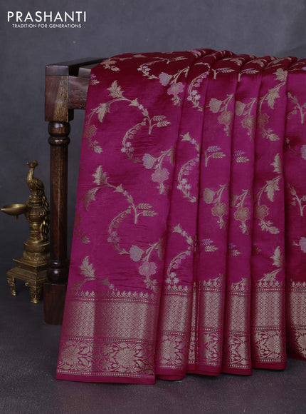 Banarasi poona silk saree pink with allover zari weaves and zari woven border