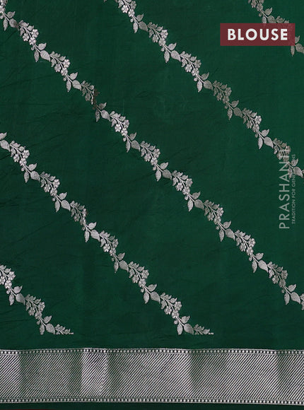 Banarasi poona silk saree red and green with zari woven buttas and floral design zari woven border