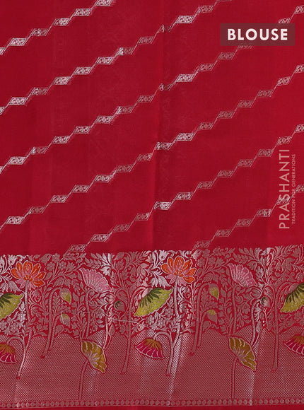 Banarasi poona silk saree maroon with zari woven buttas and long zari woven border