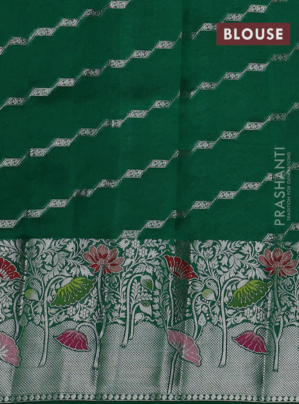 Banarasi poona silk saree green with zari woven buttas and long zari woven border