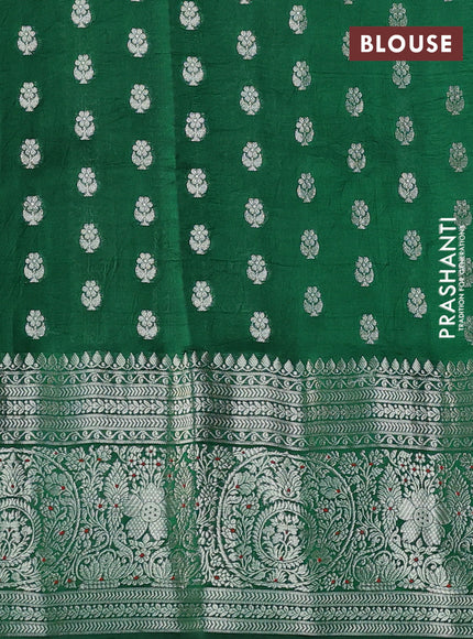 Banarasi poona silk saree green with zari woven buttas and long zari woven border